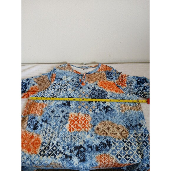 Catherines Tunic 18/20WP Mesh Abstract Lined Shark Bite Hem 3/4 Sleeves Boho - Picture 10 of 14